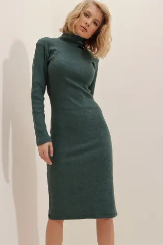 Women's Green Tank Top Turtleneck Dress ALC-X7345-GREEN - 4