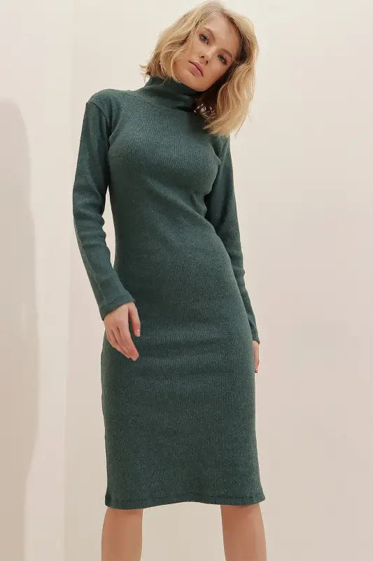 Women's Green Tank Top Turtleneck Dress ALC-X7345-GREEN - 5