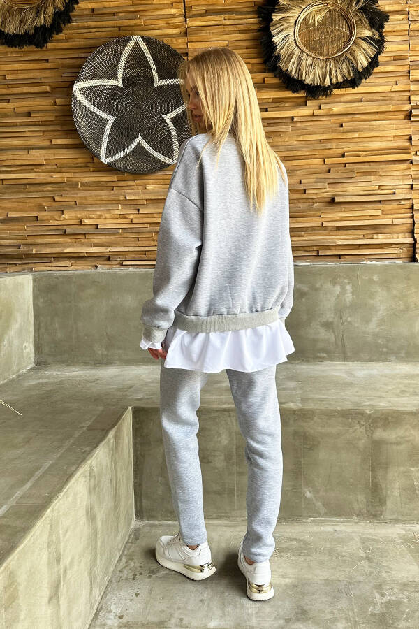 Women's Grey Cycling Collar Skirt Dress Detail 3 Inside Yarn Fleece Tracksuit ALC-X10897 - 3