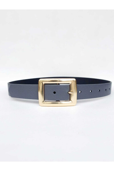 Women's Grey Gold Buckle Belt - 3