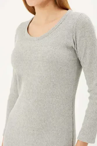 Women's Grey Long Corset Dress ARM-24K001028 - 3