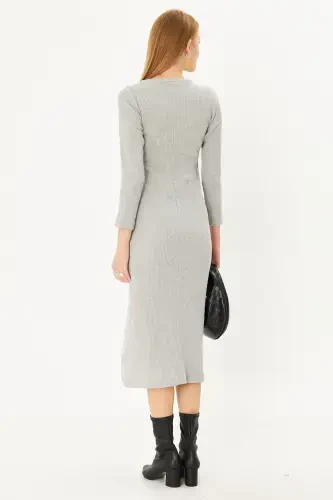 Women's Grey Long Corset Dress ARM-24K001028 - 4