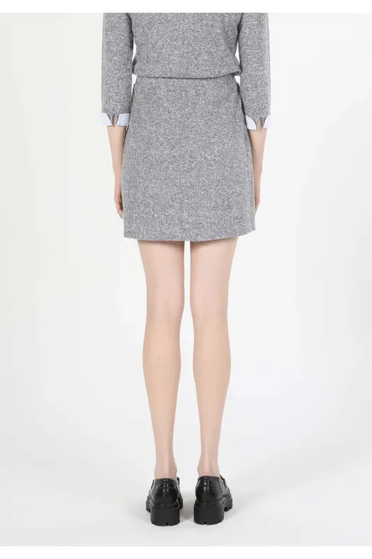 Women's grey, regular fit skirt (Cl1060276) - 2