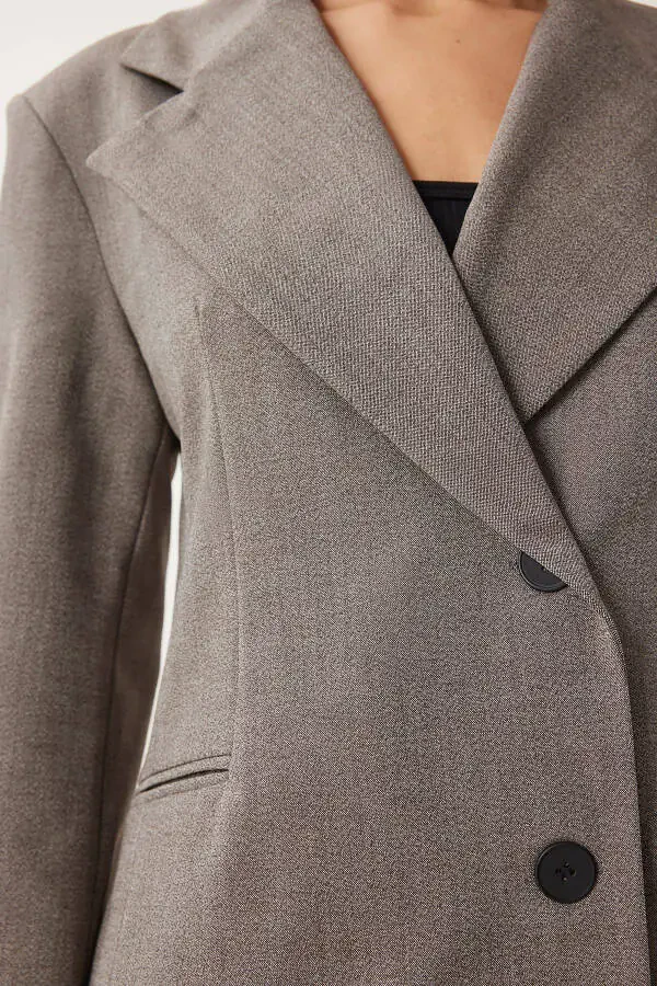 Women's Grey Shawl Collar Knitted Jacket FN03410 - 6