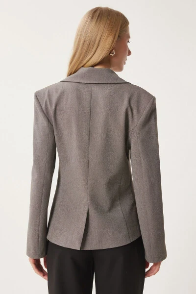 Women's Grey Shawl Collar Knitted Jacket FN03410 - 7