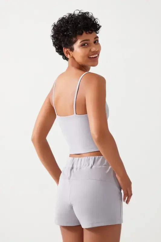 Women's Grey Strappy Lightly Padded Sports Bra Straps-Grey - 3