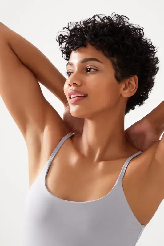 Women's Grey Strappy Lightly Padded Sports Bra Straps-Grey - 4