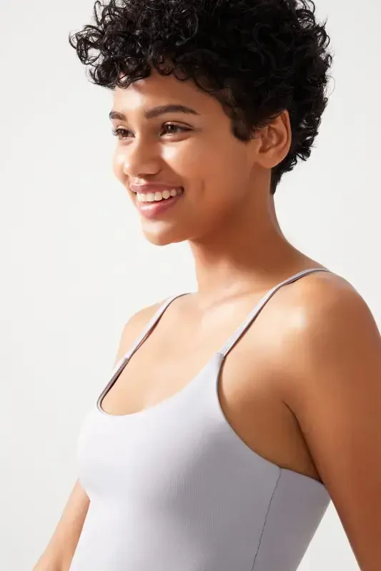 Women's Grey Strappy Lightly Padded Sports Bra Straps-Grey - 5