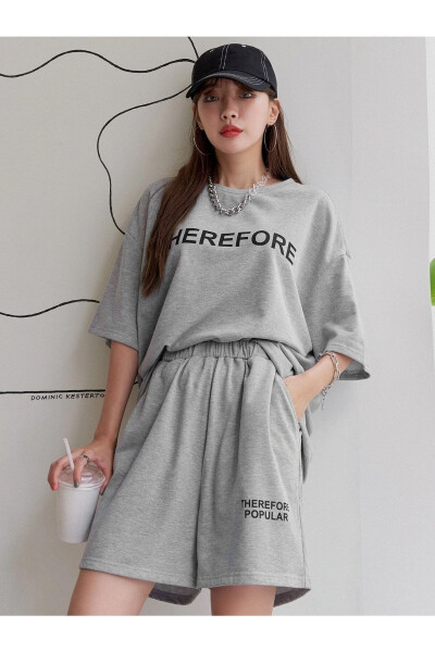 Women's Grey Therefore Printed Oversized Shorts Suit - 6