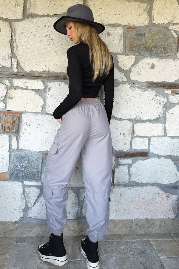 Women's Grey Zipper Detail Jogger Pants ALC-X11042 - 5