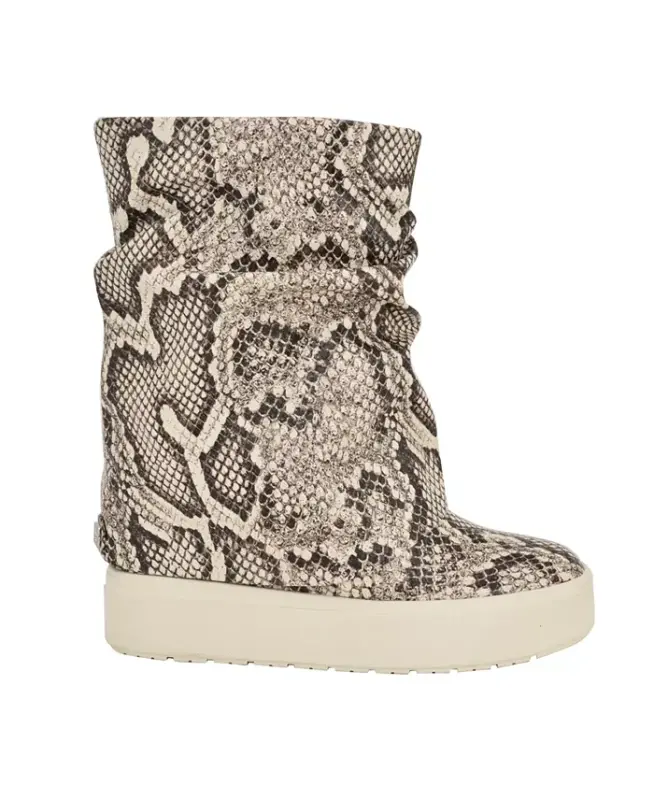 Women's Guinna Fold Over Slouchy Booties - Black/White Snake - 2