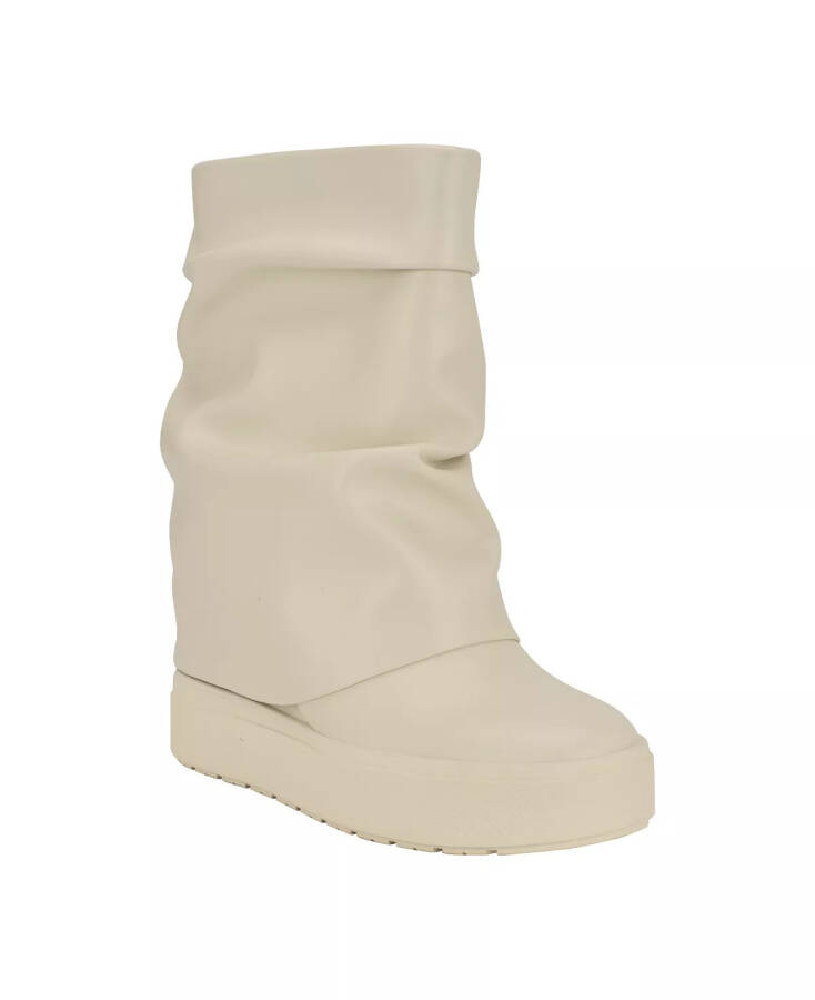 Women's Guinna Fold Over Slouchy Silhouette Booties Ivory - 1