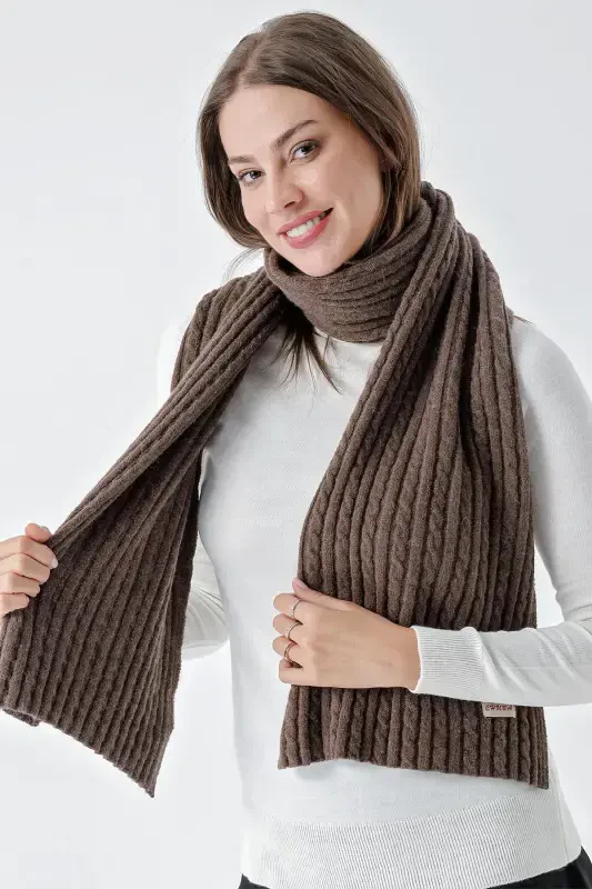 Women's Hair Braid Soft Touch Scarf Coffee 23W504-Coffee - 1