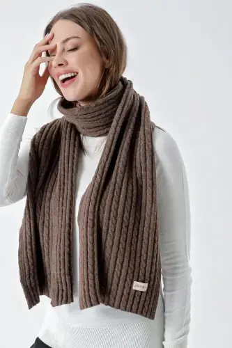 Women's Hair Braid Soft Touch Scarf Coffee 23W504-Coffee - CHUBA (1)