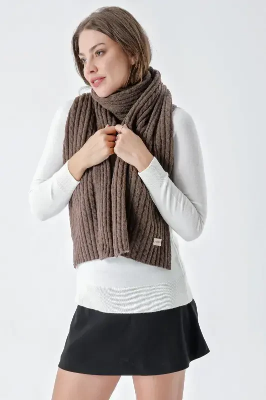 Women's Hair Braid Soft Touch Scarf Coffee 23W504-Coffee - 3
