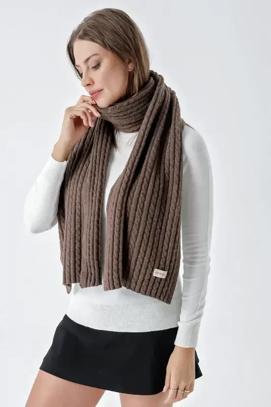 Women's Hair Braid Soft Touch Scarf Coffee 23W504-Coffee - 4