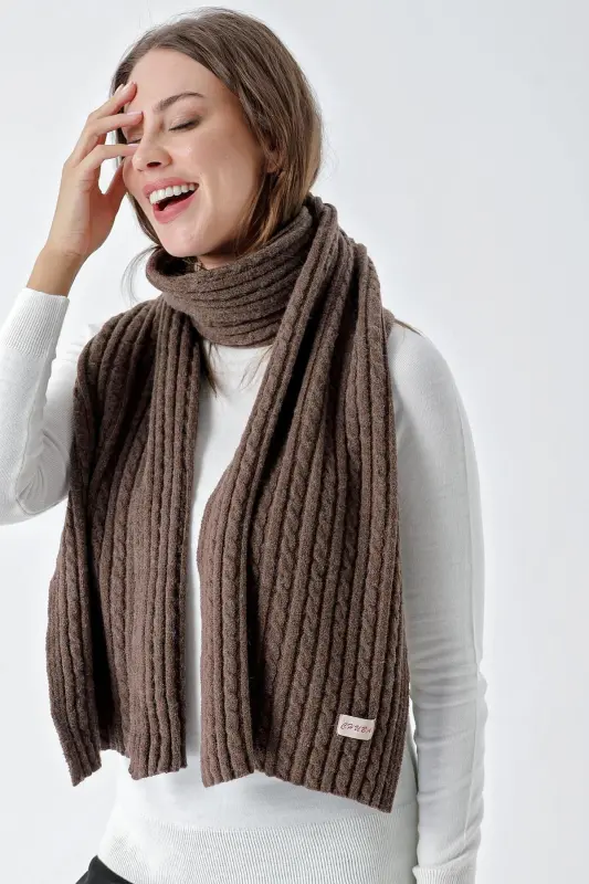Women's Hair Braid Soft Touch Scarf Coffee 23W504-Coffee - 2