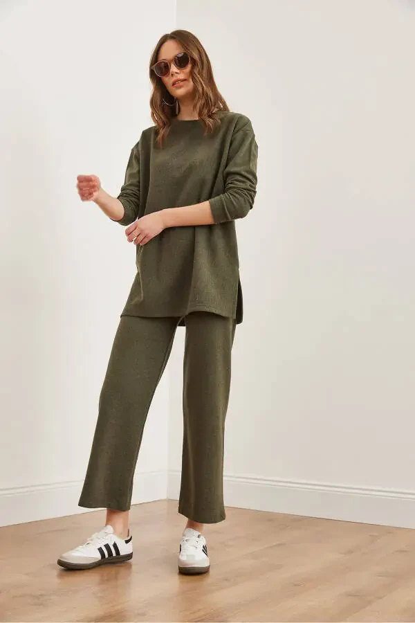 Women's Haki Bottom Top Selanik Set TKM-19000323 - 4