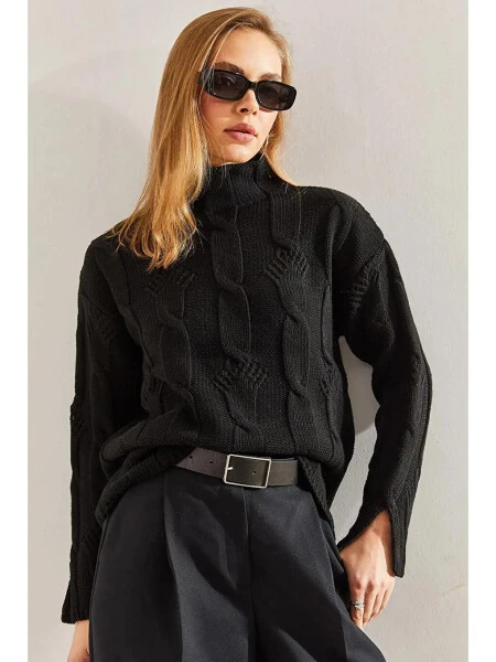 Women's Half Fisherman Neck Hair Braid Pattern Knit Sweater - LC WAIKIKI (1)