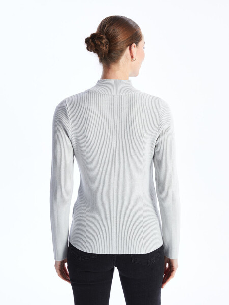 Women's Half Fisherman Neck Plain Long Sleeve Knit Sweater - 12