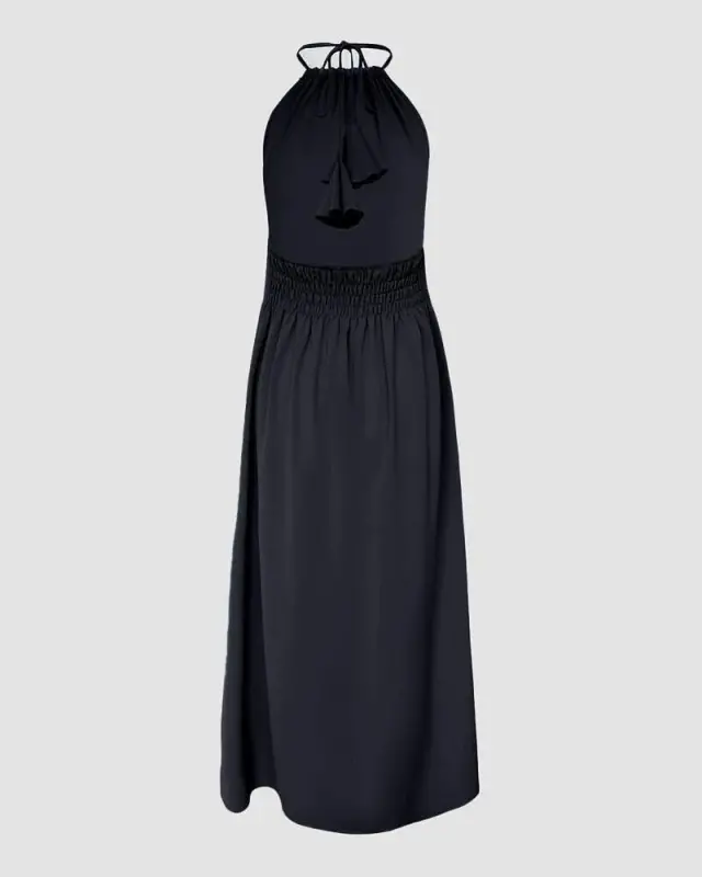 Women's Halter Neck Sleeveless Viscose Dress - 5