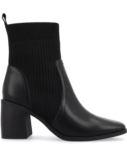 Women's Harlowe Chelsea Knit Block Heel Booties - JOURNEE COLLECTION (1)