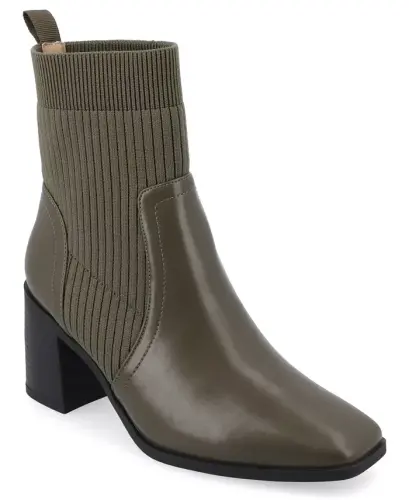 Women's Harlowe Chelsea Knit Block Heel Booties - Olive 