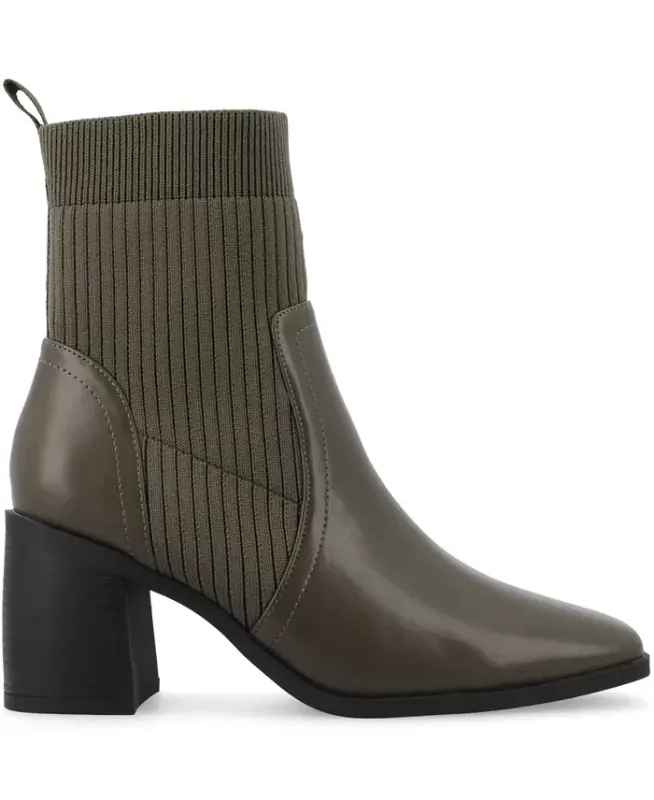 Women's Harlowe Chelsea Knit Block Heel Booties - Olive - 2