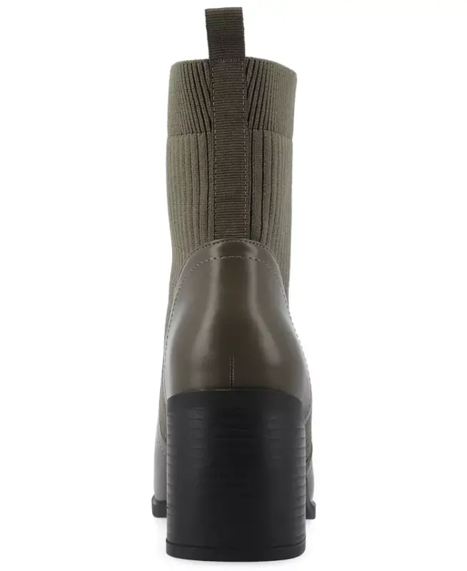 Women's Harlowe Chelsea Knit Block Heel Booties - Olive - 3