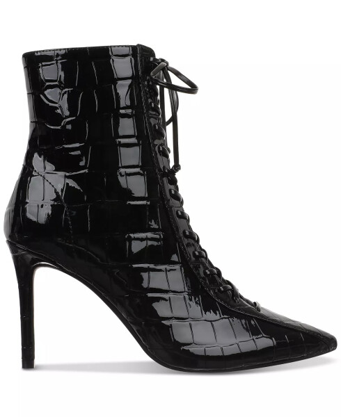 Women's Harriet Lace-Up Booties, Created for Modazone Black Croc Patent - 2