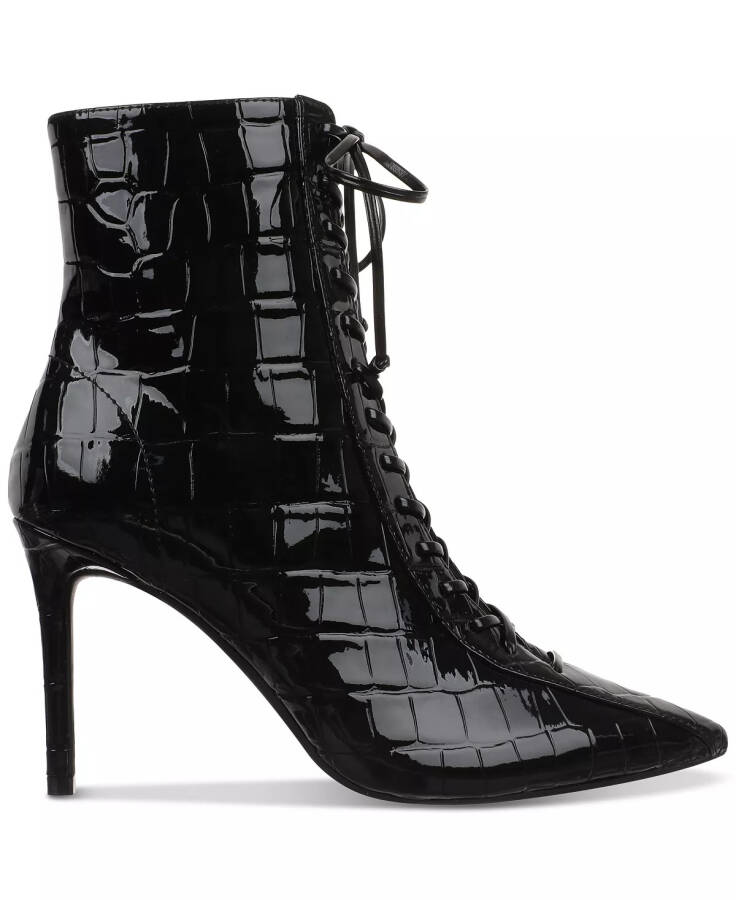 Women's Harriet Lace-Up Booties, Created for Modazone Black Croc Patent - 2