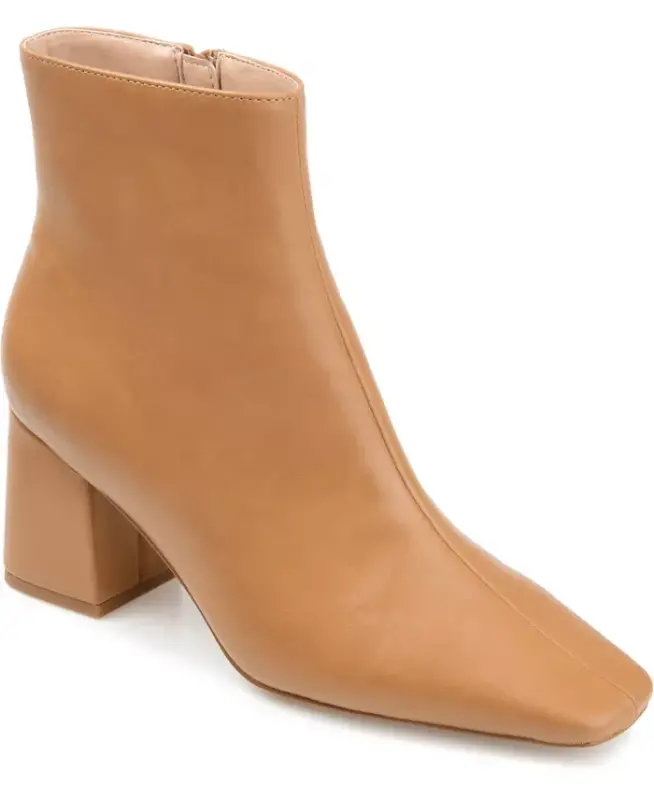 Women's Haylinn Block Heel Dress Booties - Tan - JOURNEE COLLECTION