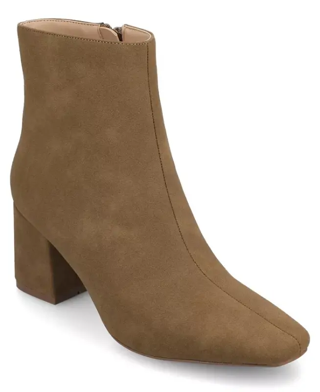Women's Haylinn Block Heel Dress Booties - Taupe Suede - JOURNEE COLLECTION