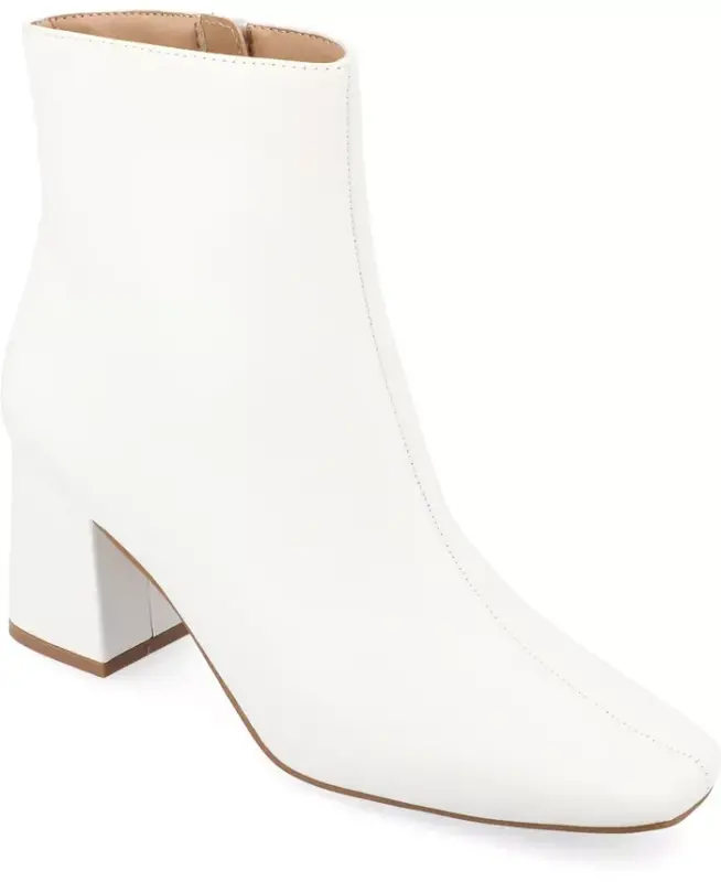 Women's Haylinn Block Heel Dress Booties - White - JOURNEE COLLECTION