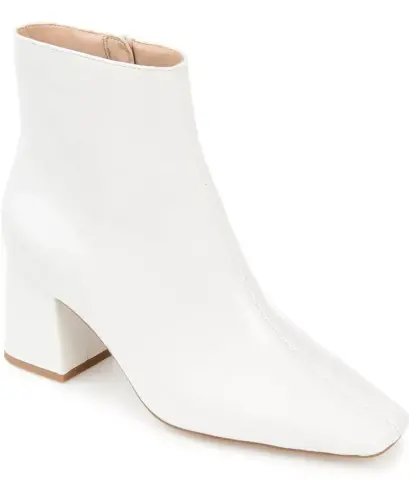 Women's Haylinn Block Heel Dress Booties-White Patent 