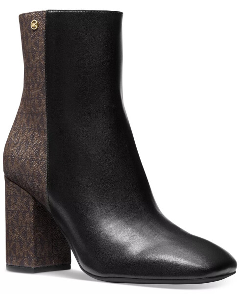 Women's Hazel Block Heel Booties Black/ Brown - 1