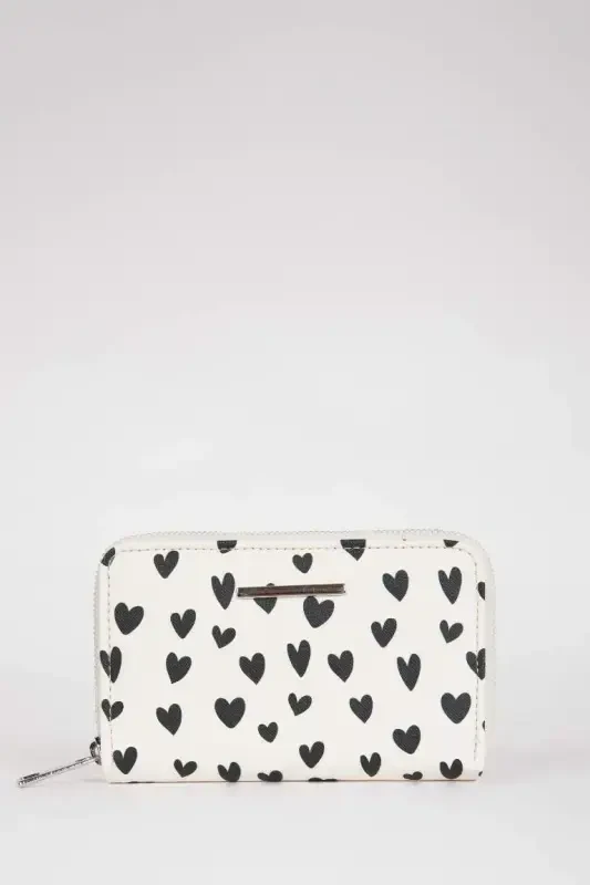 Women's Heart Patterned Faux Leather Wallet-Mixed - DEFACTO