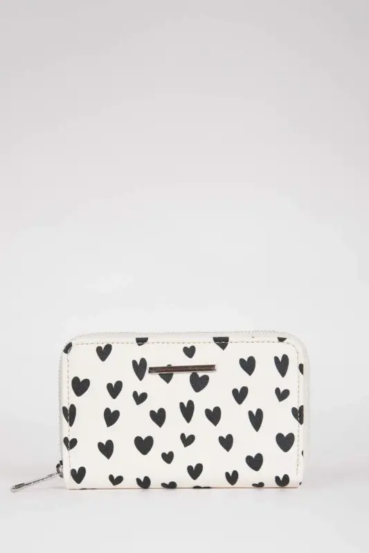 Women's Heart Patterned Faux Leather Wallet-Mixed - 1