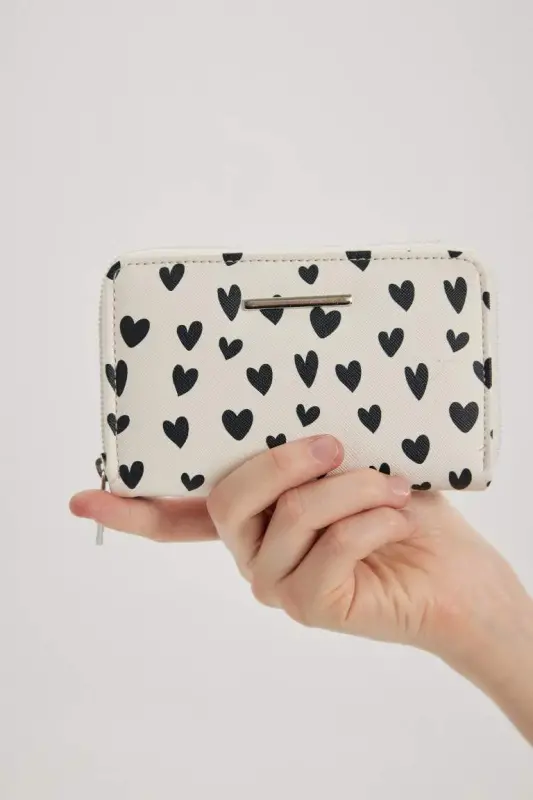 Women's Heart Patterned Faux Leather Wallet-Mixed - 2
