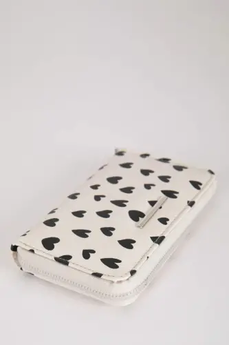 Women's Heart Patterned Faux Leather Wallet-Mixed - 4