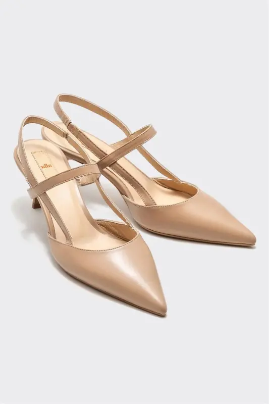 Women's High Heel Shoes, Natural Leather - 2