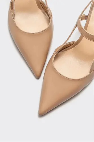 Women's High Heel Shoes, Natural Leather - 3