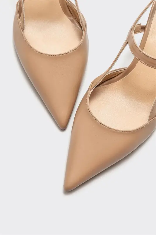 Women's High Heel Shoes, Natural Leather - 3