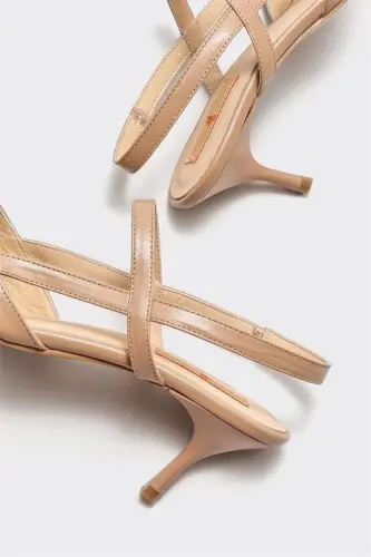 Women's High Heel Shoes, Natural Leather - 4