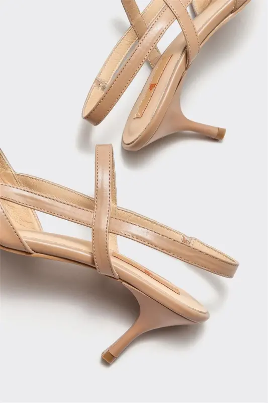 Women's High Heel Shoes, Natural Leather - 4