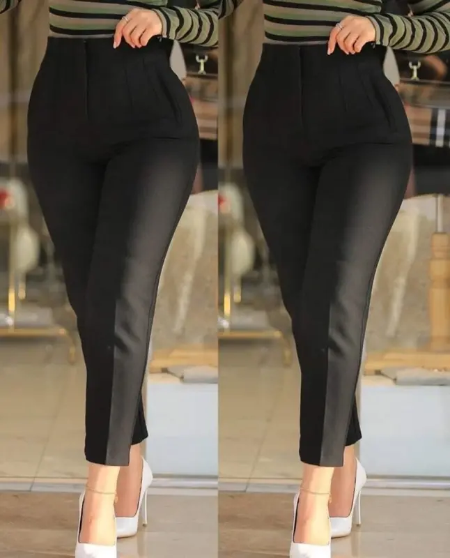 Women's High-Rise Crepe Trousers with Ankle-Length Cuffs 36 (S) - 50 (5XL) - 2
