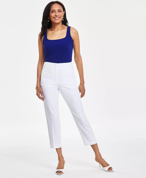 Women's High Rise Tapered Cropped Pants, Created for Modazone Bright White - 1