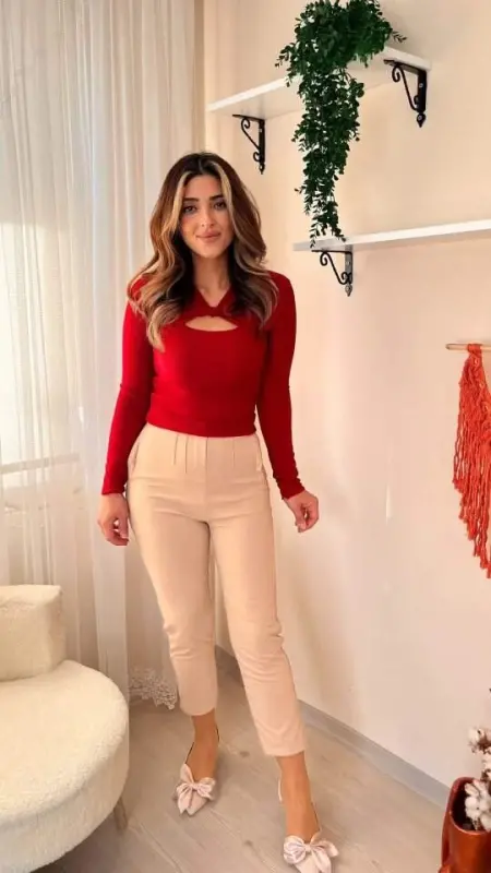 Women's High Waist Ankle Length Satin Fabric Trousers 36 (S) - 48 (4XL) - 3