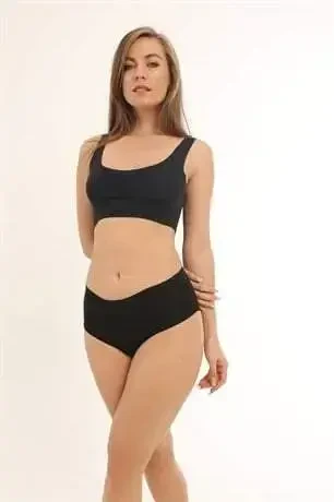 Women's High Waist Basic Seamless Laser Cut Briefs 3-Pack Black - 12