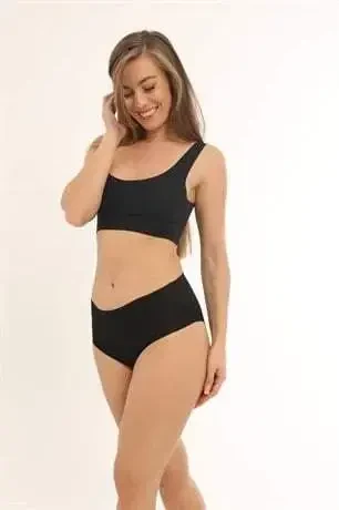 Women's High Waist Basic Seamless Laser Cut Briefs 3-Pack Black - 9